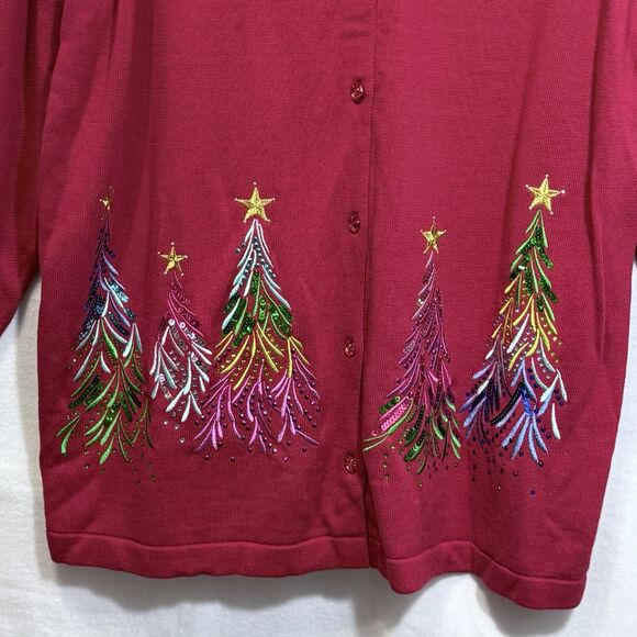 NEW Quacker Factory Embroidered Sequin & Stud Tree Button Front Cardigan Size 2x - Picture 6 of 9